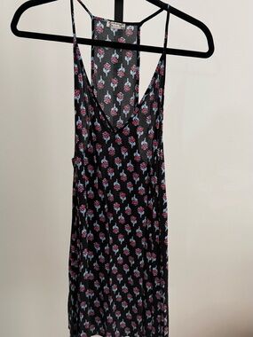 Free People Black Floral Cami Dress with Pink & Light Blue Flowers